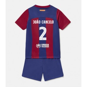 Lacne Dětský Futbalové dres Barcelona Joao Cancelo #2 2023-24 Krátky Rukáv - Domáci (+ trenírky)